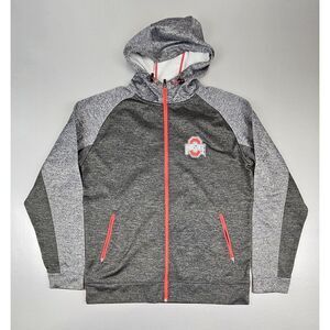 Ohio State Buckeyes Hooded Zip Jacket Mens Large. J. America‎ Grey NCAA.